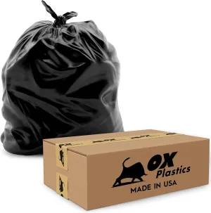 Trash Can Liners Bags - 60 Gallon Capacity & 2mil Thick Extra Heavy Duty Strength - Large Garbage, Leak-Proof & Durable, House & Commercial Use Bags Black - 25 Count