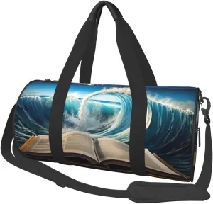 Travel Bag For Women,Book Wave Printed Print Personal Item Duffle Bags,Weekend Travel Duffel Tote Bag,Travel Sport Gym Bag For Men,Airplane Travel Essentials For Flying