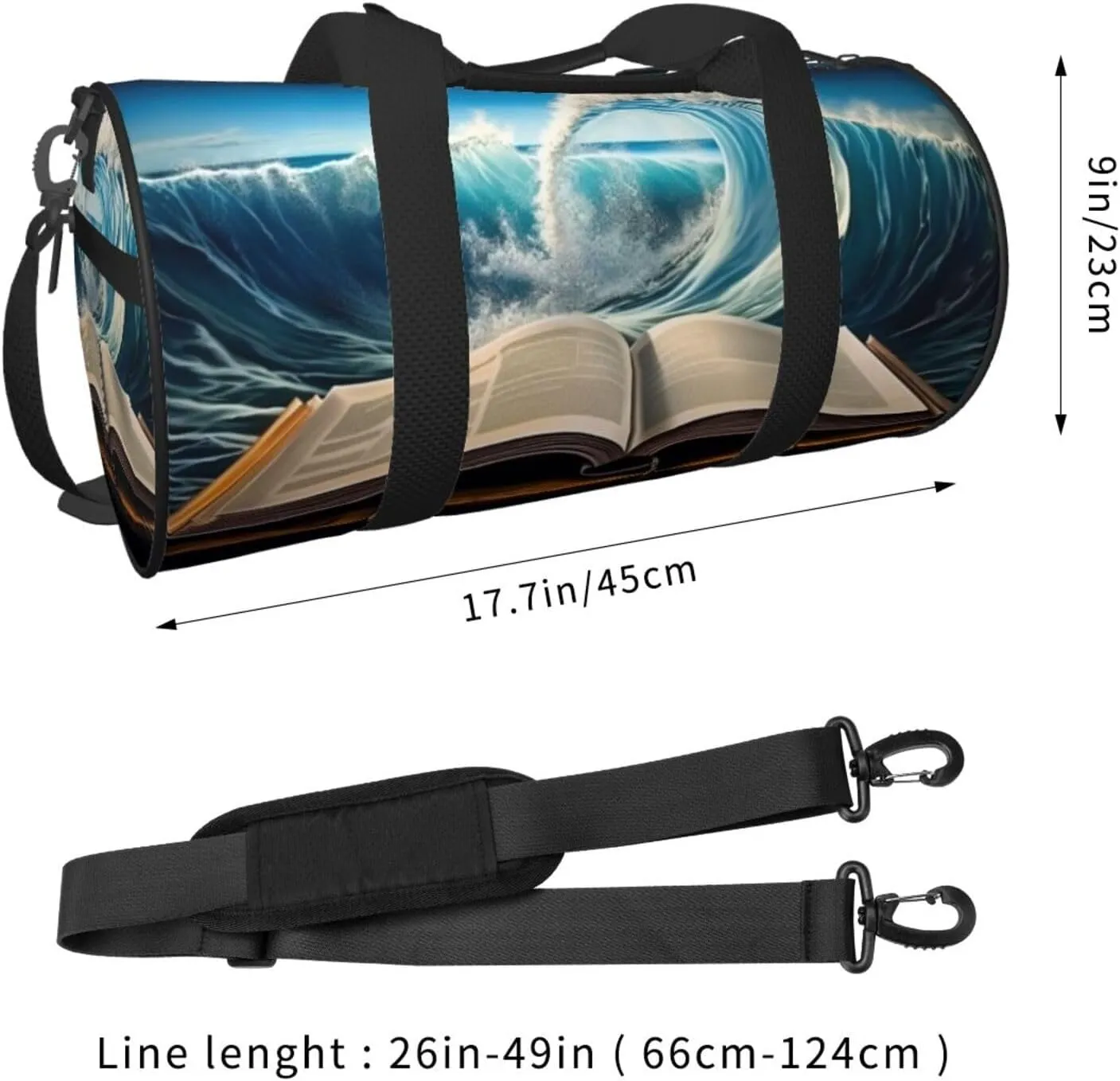 Travel Bag For Women,Book Wave Printed Print Personal Item Duffle Bags,Weekend Travel Duffel Tote Bag,Travel Sport Gym Bag For Men,Airplane Travel Essentials For Flying