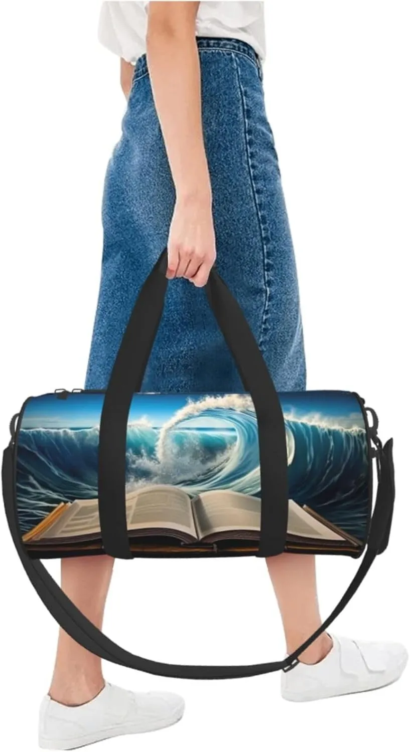 Travel Bag For Women,Book Wave Printed Print Personal Item Duffle Bags,Weekend Travel Duffel Tote Bag,Travel Sport Gym Bag For Men,Airplane Travel Essentials For Flying