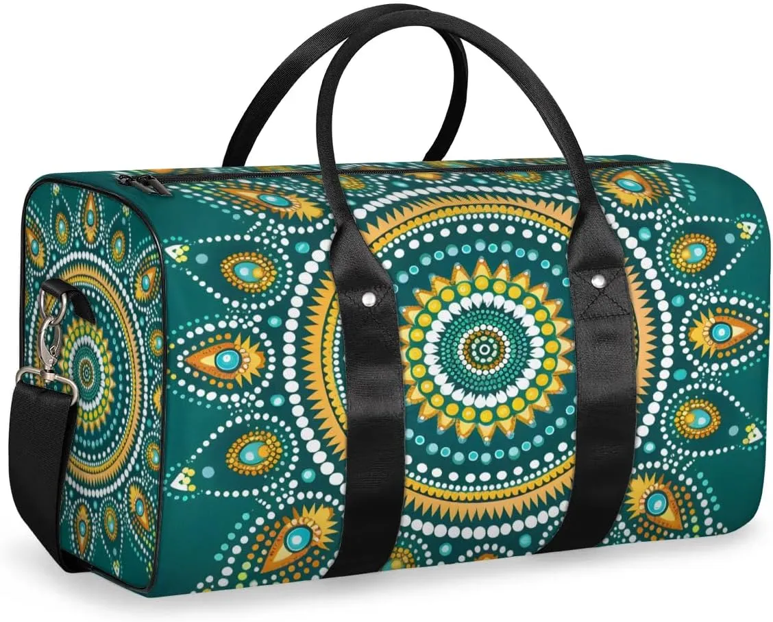 Travel Duffel Bag, Boho Mandala Pattern Sports Tote Gym Bag Foldable Western Aztec Weekender Bag Carry on Luggage Handle Bag Overnight Shoulder Bag for Women Men,A-1477