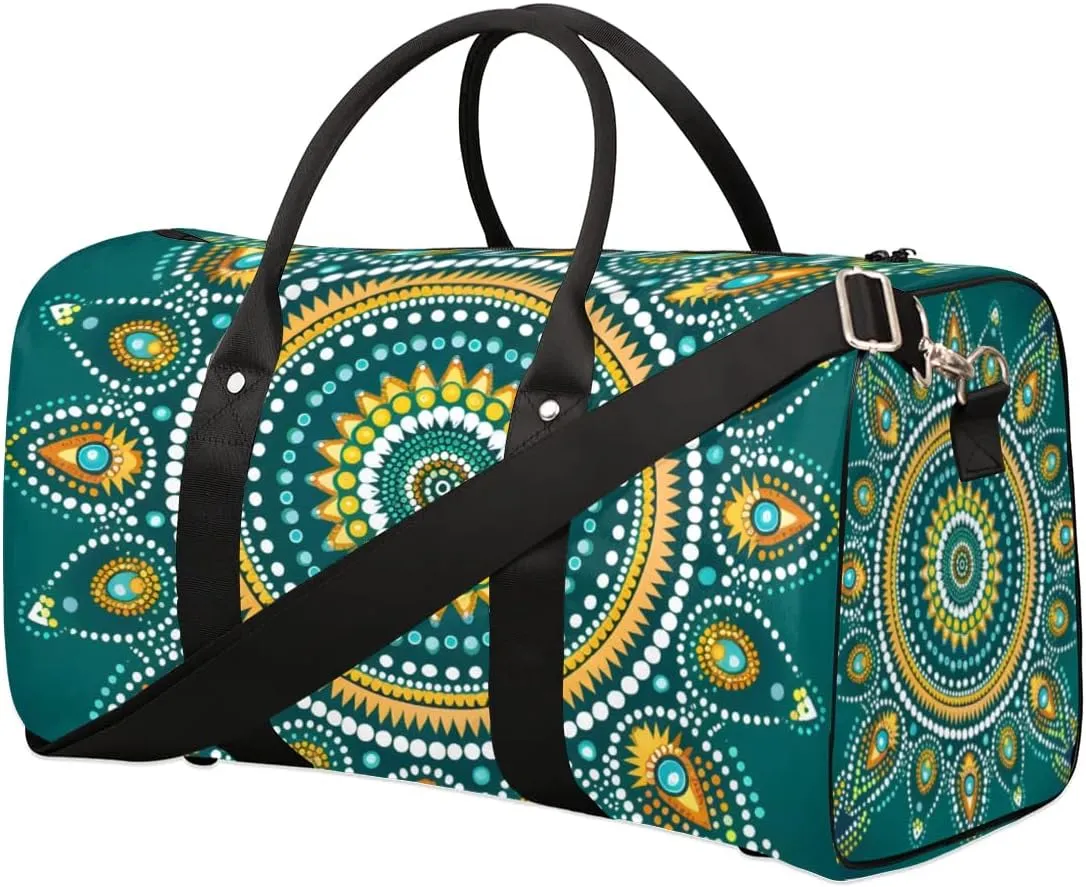 Travel Duffel Bag, Boho Mandala Pattern Sports Tote Gym Bag Foldable Western Aztec Weekender Bag Carry on Luggage Handle Bag Overnight Shoulder Bag for Women Men,A-1477
