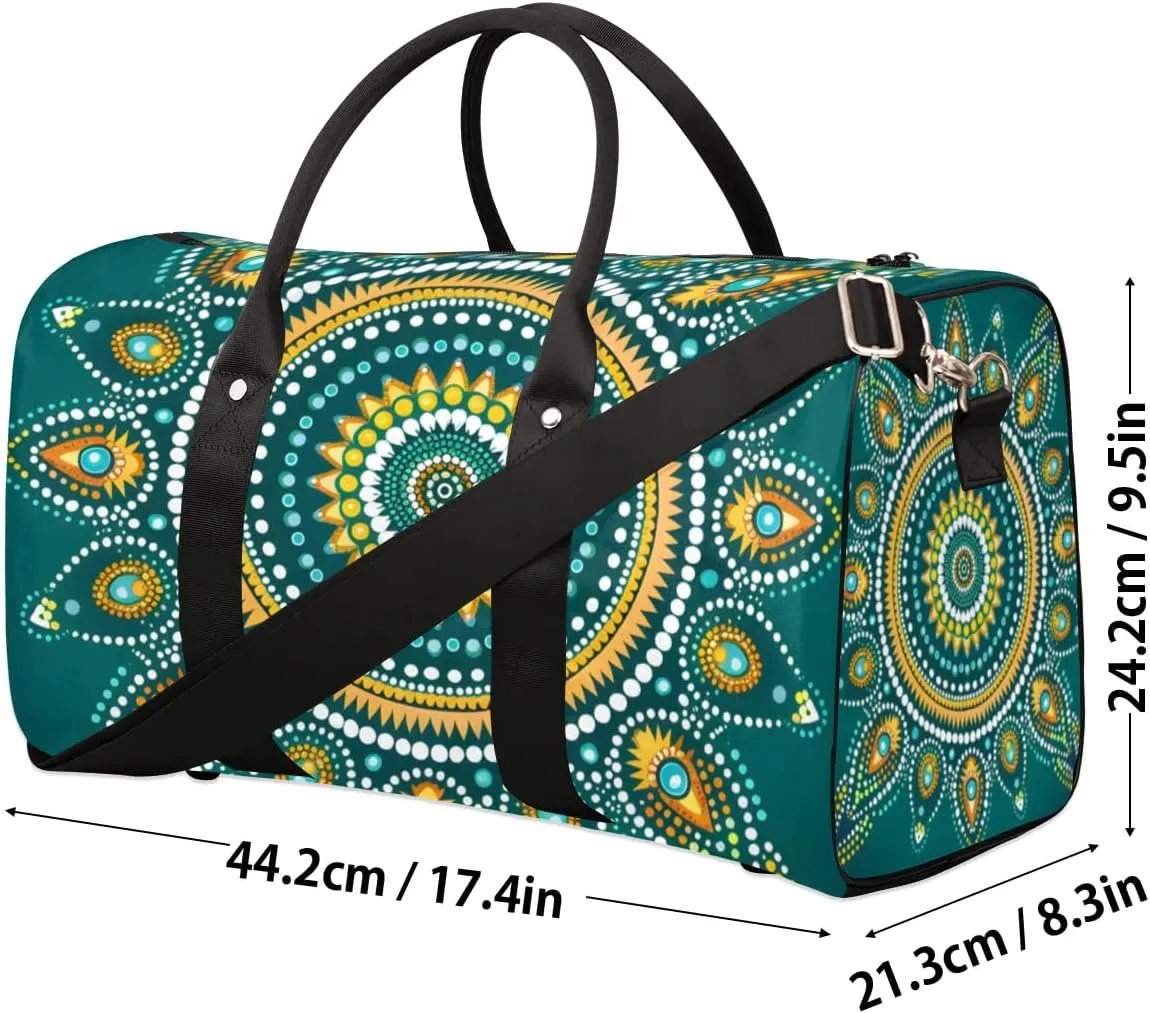 Travel Duffel Bag, Boho Mandala Pattern Sports Tote Gym Bag Foldable Western Aztec Weekender Bag Carry on Luggage Handle Bag Overnight Shoulder Bag for Women Men,A-1477
