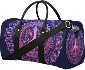 Travel Duffel Bag, Boho Mandala Peace Sign Sports Tote Gym Bag Foldable Western Aztec Weekender Bag Carry on Luggage Handle Bag Overnight Shoulder Bag for Women Men,A-1479