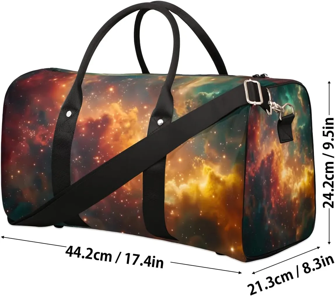 Travel Duffel Bag, Galaxy Nebulae Space Sports Tote Gym Bag Foldable Western Aztec Weekender Bag Carry on Luggage Handle Bag Overnight Shoulder Bag for Women Men,A-261