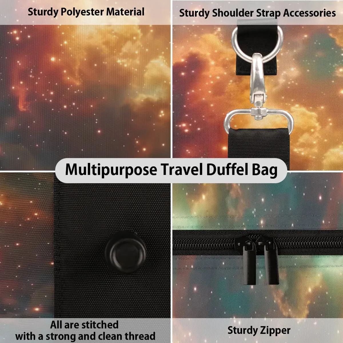 Travel Duffel Bag, Galaxy Nebulae Space Sports Tote Gym Bag Foldable Western Aztec Weekender Bag Carry on Luggage Handle Bag Overnight Shoulder Bag for Women Men,A-261