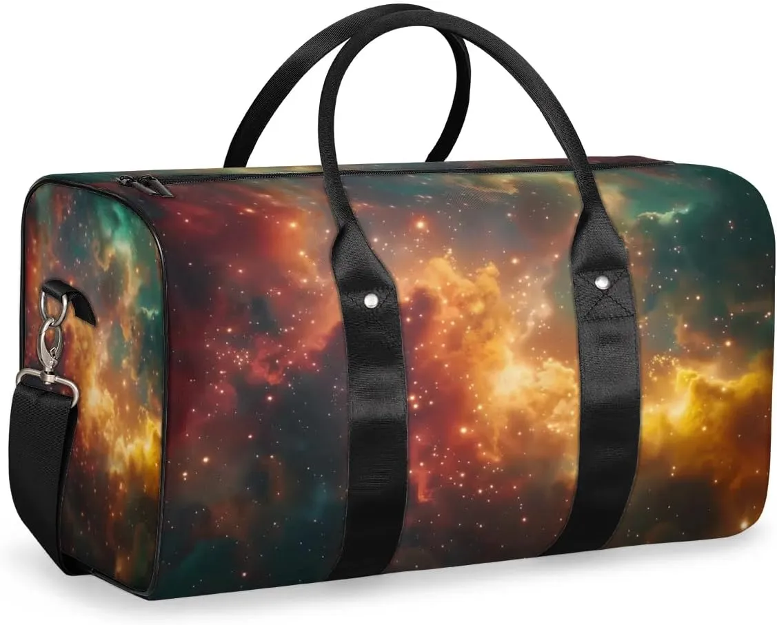 Travel Duffel Bag, Galaxy Nebulae Space Sports Tote Gym Bag Foldable Western Aztec Weekender Bag Carry on Luggage Handle Bag Overnight Shoulder Bag for Women Men,A-261