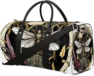 Travel Duffel Bag, Gothic Dragonfly Sports Tote Gym Bag Foldable Western Aztec Weekender Bag Carry on Luggage Handle Bag Overnight Shoulder Bag for Women Men,A-155