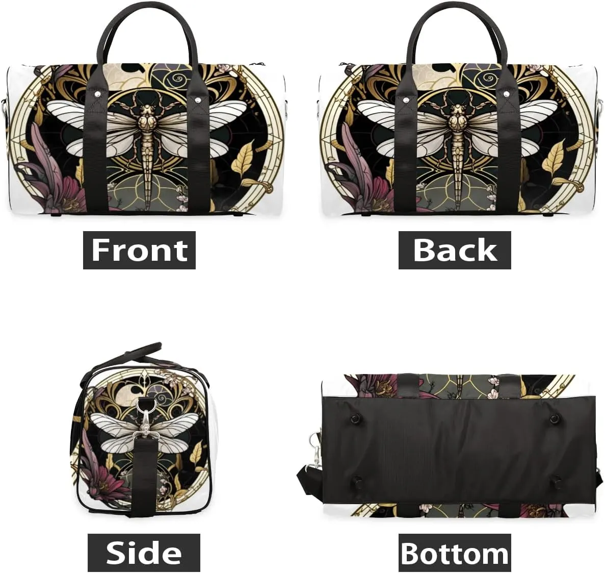 Travel Duffel Bag, Gothic Dragonfly Sports Tote Gym Bag Foldable Western Aztec Weekender Bag Carry on Luggage Handle Bag Overnight Shoulder Bag for Women Men,A-155
