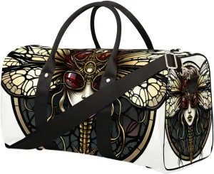 Travel Duffel Bag, Gothic Dragonfly Sports Tote Gym Bag Foldable Western Aztec Weekender Bag Carry on Luggage Handle Bag Overnight Shoulder Bag for Women Men,A-156
