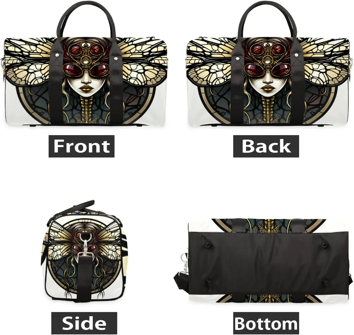 Travel Duffel Bag, Gothic Dragonfly Sports Tote Gym Bag Foldable Western Aztec Weekender Bag Carry on Luggage Handle Bag Overnight Shoulder Bag for Women Men,A-156