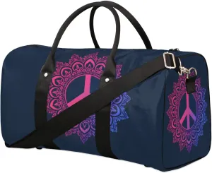 Travel Duffel Bag, Mandala Boho Peace Sign Sports Tote Gym Bag Foldable Western Aztec Weekender Bag Carry on Luggage Handle Bag Overnight Shoulder Bag for Women Men,A-446