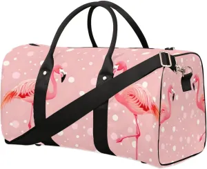 Travel Duffel Bag, Polka Dot Watercolor Flamingo Sports Tote Gym Bag Foldable Western Aztec Weekender Bag Carry on Luggage Handle Bag Overnight Shoulder Bag for Women Men,A-428