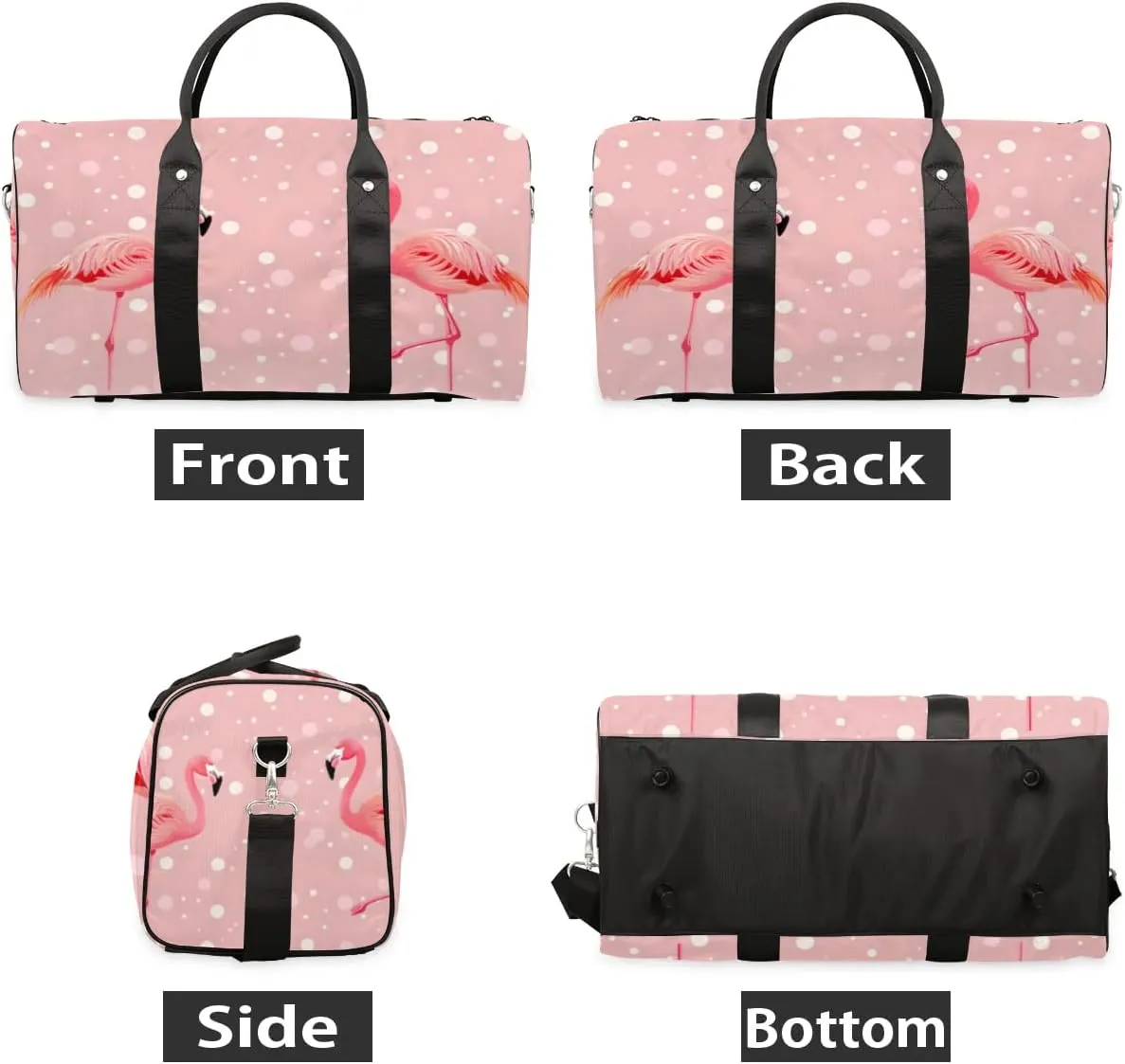 Travel Duffel Bag, Polka Dot Watercolor Flamingo Sports Tote Gym Bag Foldable Western Aztec Weekender Bag Carry on Luggage Handle Bag Overnight Shoulder Bag for Women Men,A-428