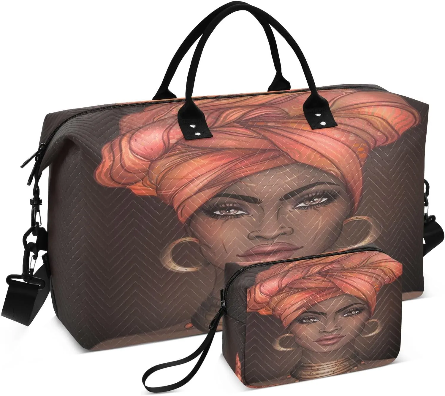Travel Duffle Bag Weekender Bags Overnight Bag with Toiletry Bag Gym Duffel Bag African Woman for Travel Business Trips Sport