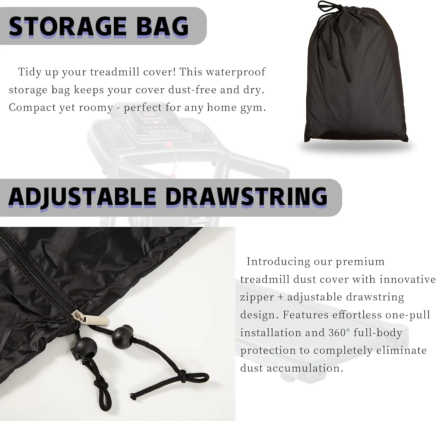 Treadmill Cover Waterproof Outdoor,46X38X66In,Gym Exercise Fitness Foldable Equipment Home Sunscreen Protective Accessories Storage Multifunctional Covers (Black, 78.7X59X37.4)