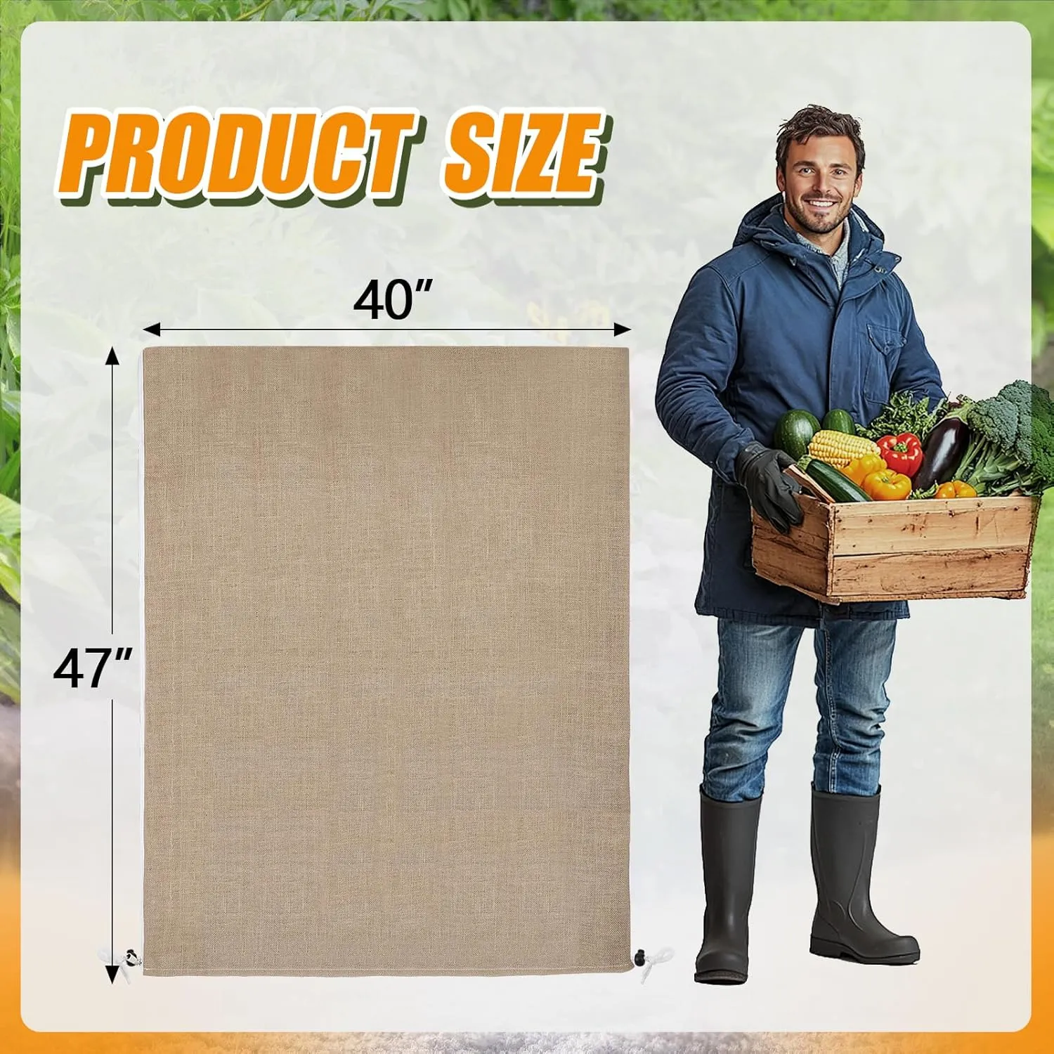 Tree Covers for Winter - Thickened Burlap Plant Covers Freeze Protection with Zipper Drawstring, 40"x47" Frost Cloths Blanket for Outdoor Plants Garden Shrubs Trees Potted Plants Gardening Gifts