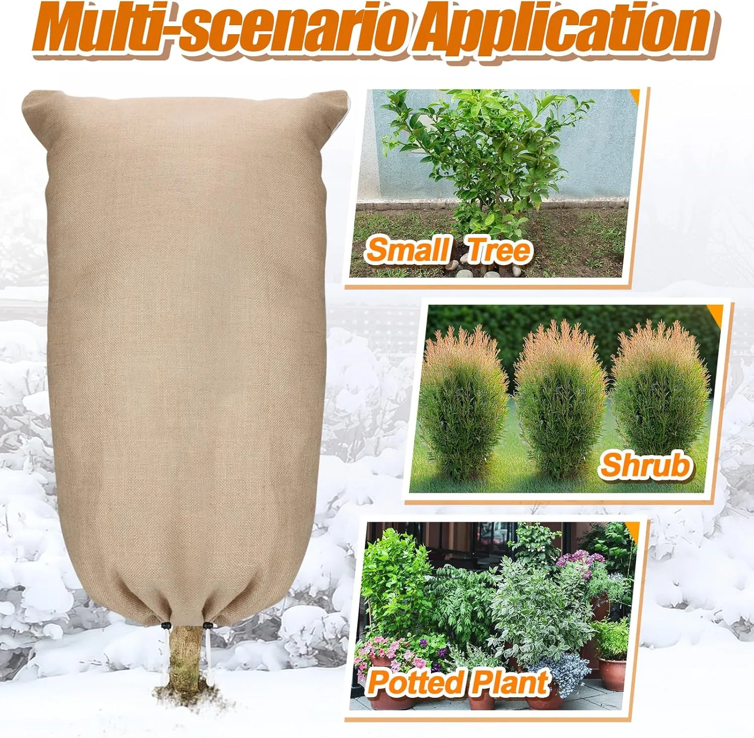 Tree Covers for Winter - Thickened Burlap Plant Covers Freeze Protection with Zipper Drawstring, 40"x47" Frost Cloths Blanket for Outdoor Plants Garden Shrubs Trees Potted Plants Gardening Gifts