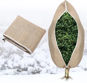 Tree Covers for Winter - Thickened Burlap Plant Covers Freeze Protection with Zipper Drawstring, 40"x47" Frost Cloths Blanket for Outdoor Plants Garden Shrubs Trees Potted Plants Gardening Gifts