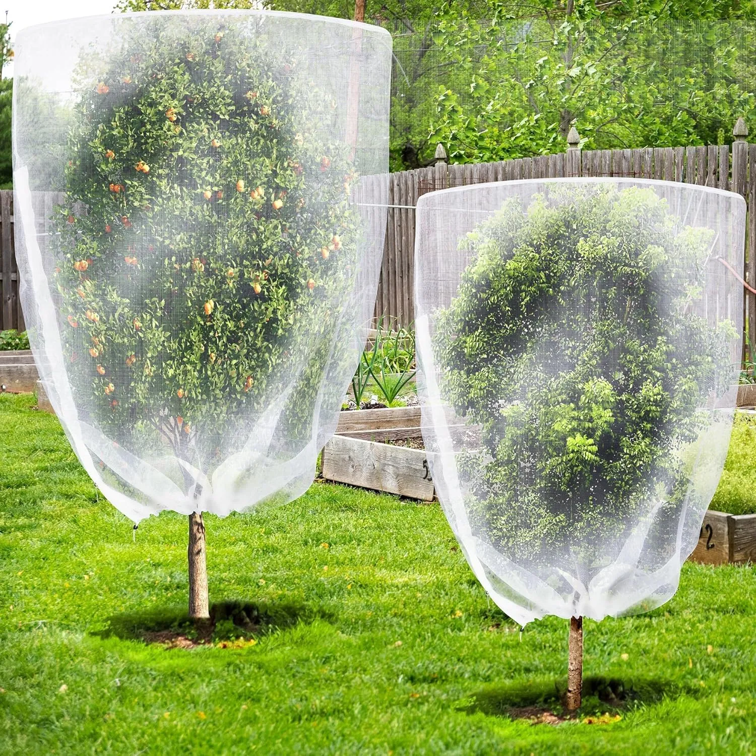 Tree Netting Bird Netting Cover 8 x 8 Ft, 10 x 10 Ft Large Heavy Duty Garden Plant Protection Net with Zipper & Drawstring for Tomato, Blueberry, Fruit & Vegetable Trees