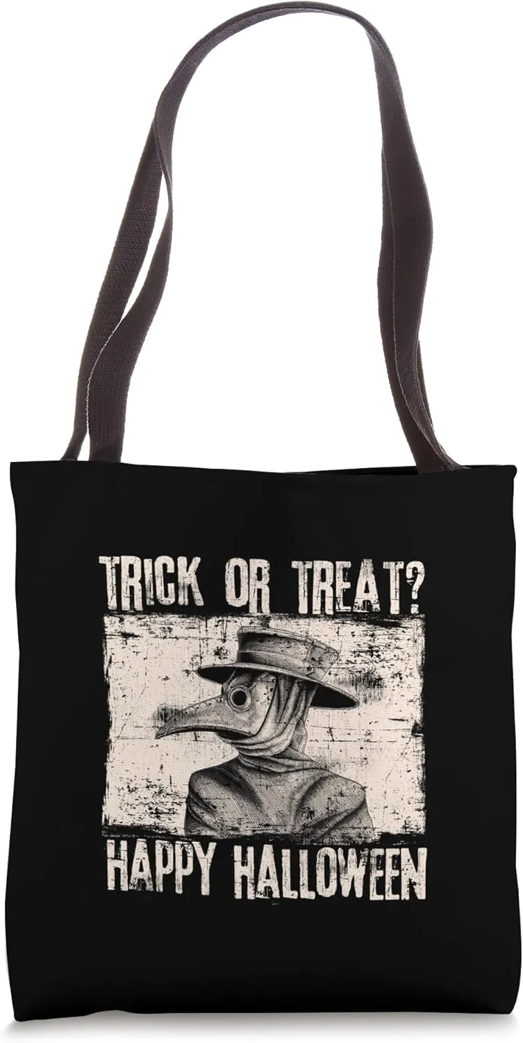 Trick Or Treat Happy Halloween Funny Plague Doctor Tote Bag