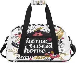 Tropic Floral Quote Home Kids Overnighted Duffel Bag Carry-On Size & Ideal for School Practice or Weekender Travel with Zip and Shoulder Stra for Boys & Girls