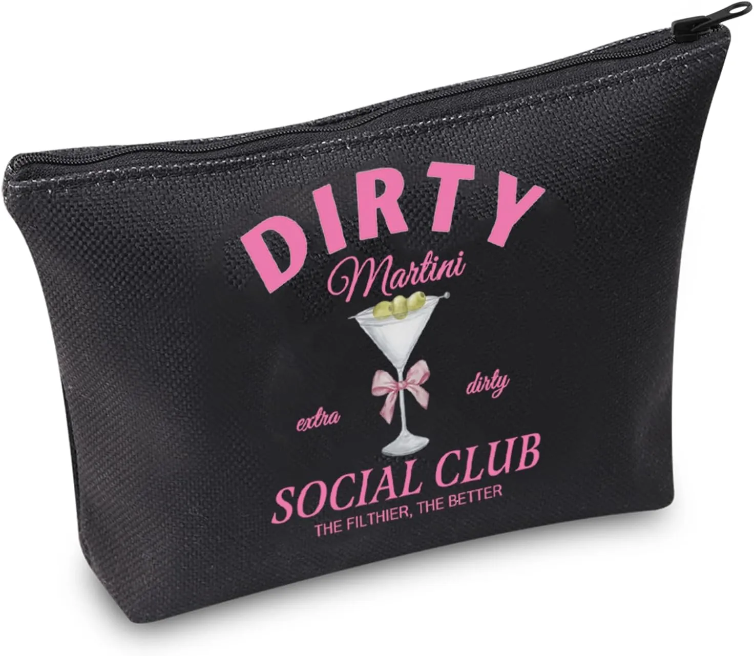 TSOTMO Martini Gift Dirty Martini Gift Dirty Martini Social Club Makeup Bag For Martini Lovers Girls Night Out Gift (DIRTY BLK)