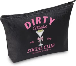 TSOTMO Martini Gift Dirty Martini Gift Dirty Martini Social Club Makeup Bag For Martini Lovers Girls Night Out Gift (DIRTY BLK)