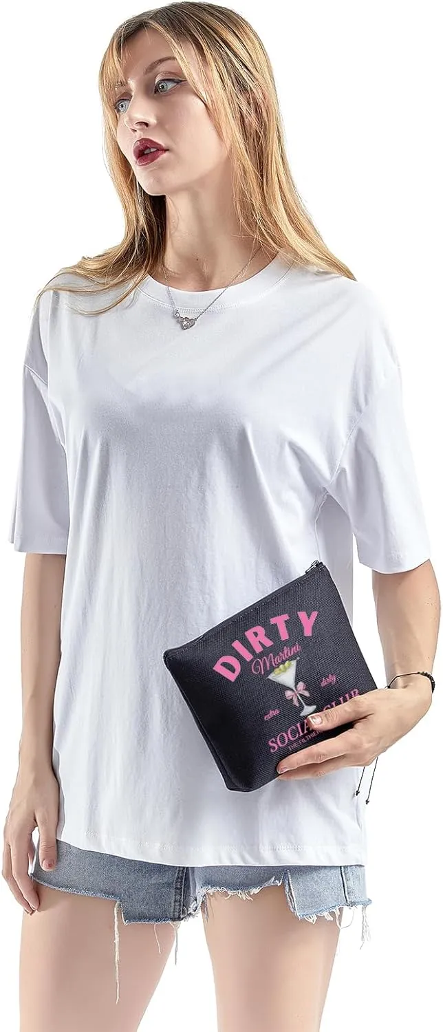 TSOTMO Martini Gift Dirty Martini Gift Dirty Martini Social Club Makeup Bag For Martini Lovers Girls Night Out Gift (DIRTY BLK)