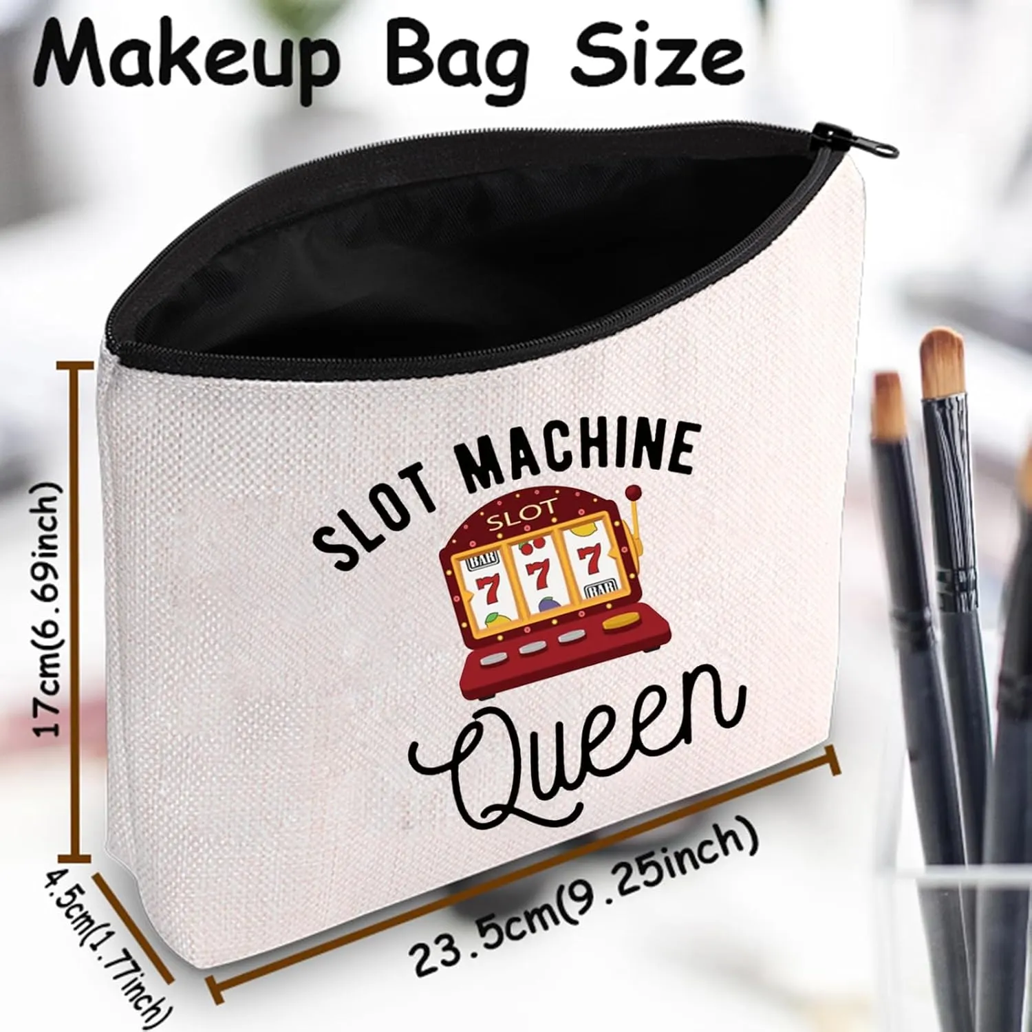 TSOTMO Queen Of The Casino Gambling Makeup Bag - Slot Machine Gift, Cosmetic Bag For Gambling Lovers