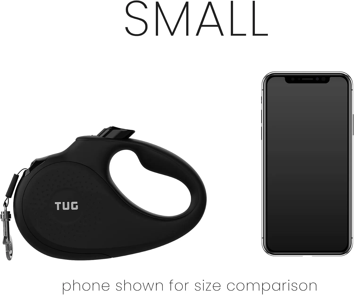 TUG Monochrome 360° Tangle-Free Retractable Dog Leash | 16 ft Strong Nylon Tape (Small, Black)