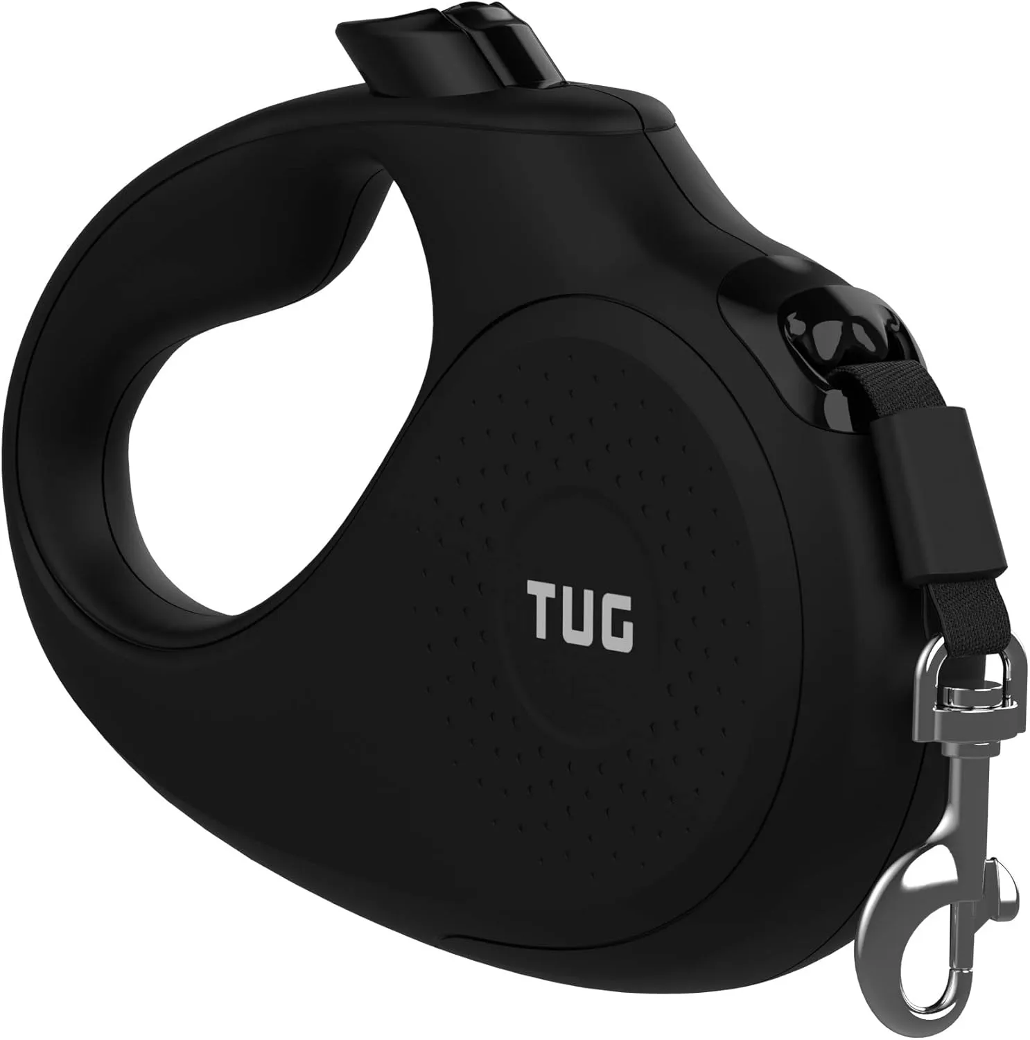 TUG Monochrome 360° Tangle-Free Retractable Dog Leash | 16 ft Strong Nylon Tape (Small, Black)
