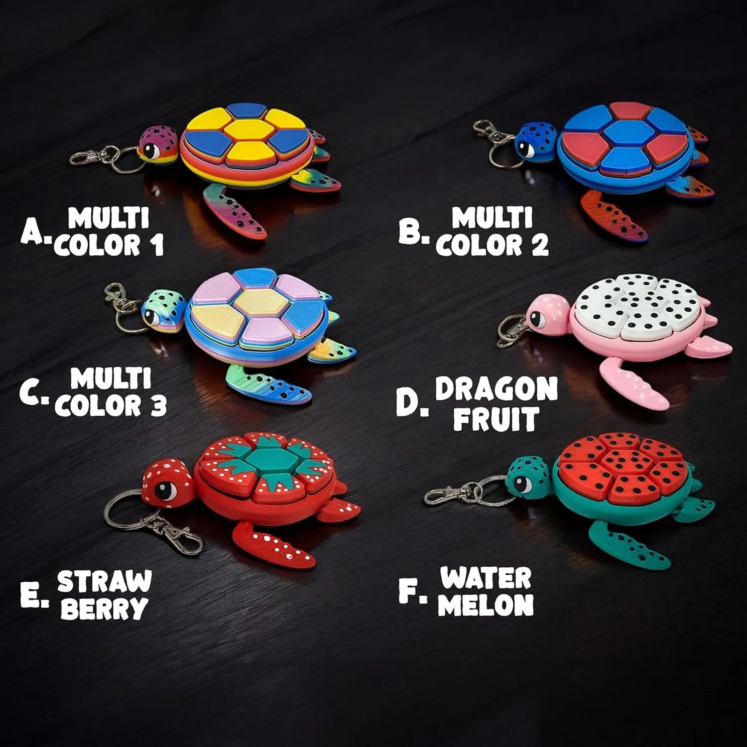 Turtle Fidget Clicker, Mechanical Clicker Shell, Sensory & Anxiety Stress Relief, Fruit & Multicolor Designs, (Multi-Color 02)