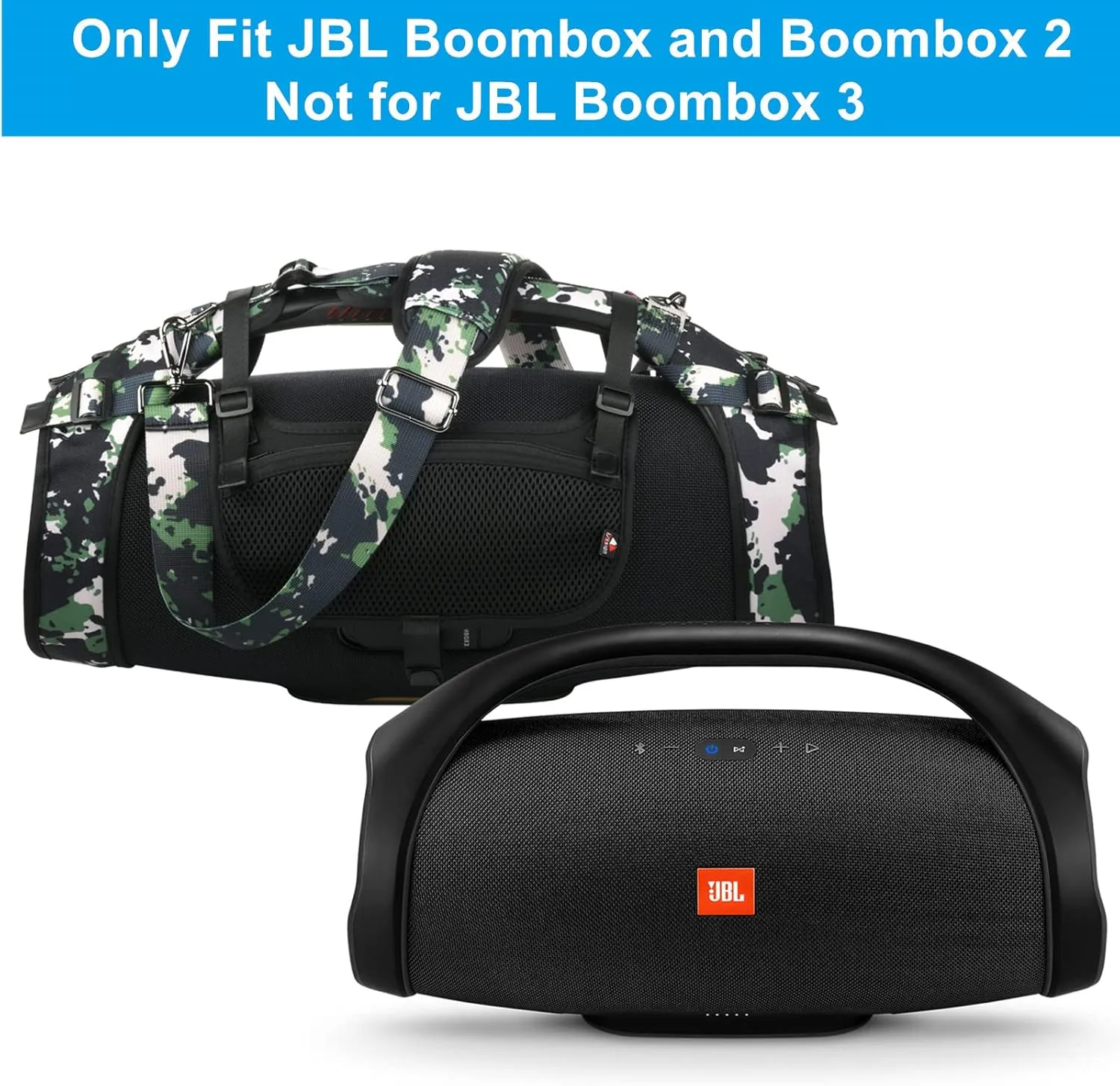 TXEsign Travel Carrying Strap for JBL Boombox/Boombox 2-Waterproof Portable Speaker, Shoulder Strap with Two Side Covers Travel Carrying Pouch for JBL Boombox(Camo)