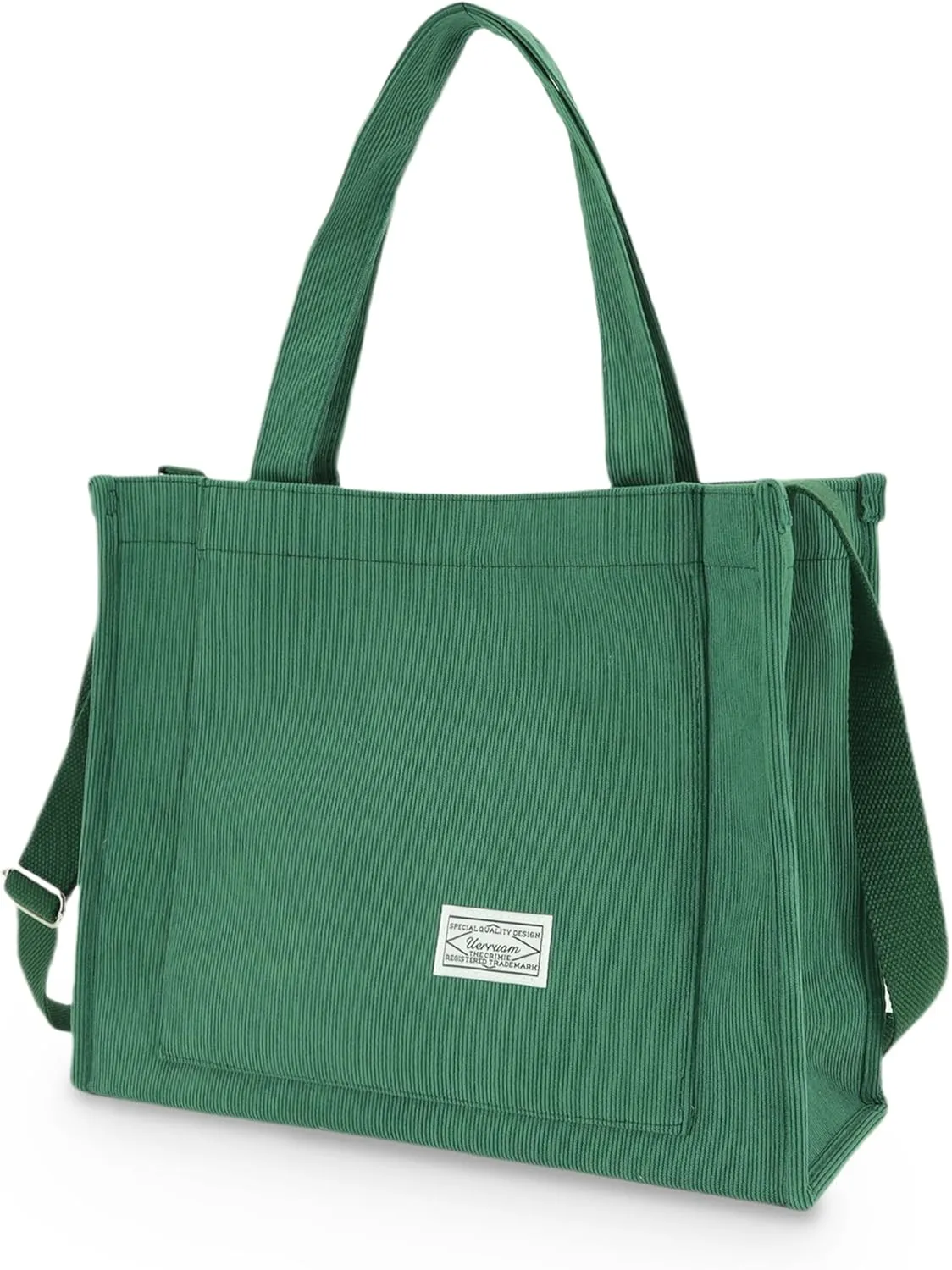 UERRUAM Corduroy Tote Bag for Women Work Crossbody Purse for Everyday,College,Travel,Lightweight Handbag Adjustable Strap