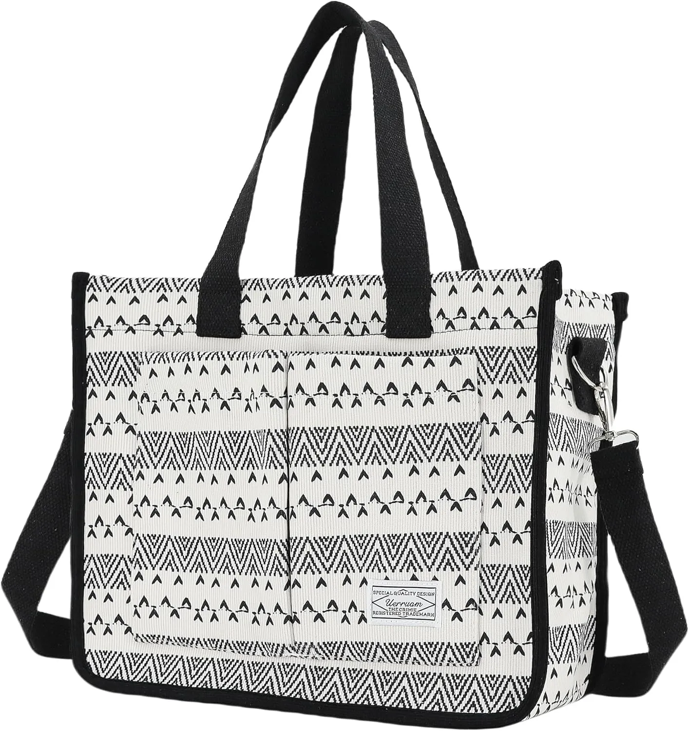 UERRUAM Tote Bag for Women with Pockets,Large Corduroy Crossbody Purse for Laptop,Work,College,Everyday,Travel
