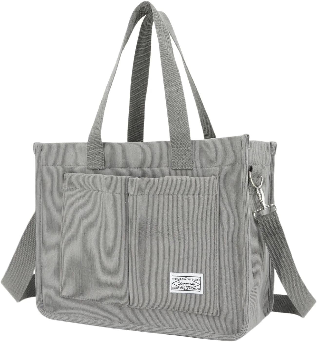 UERRUAM Tote Bag for Women with Pockets,Large Corduroy Crossbody Purse for Laptop,Work,College,Everyday,Travel