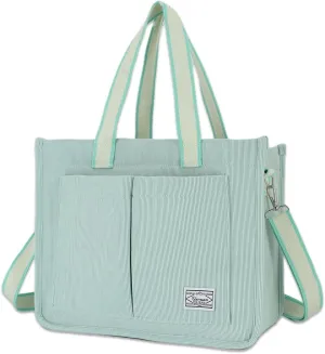 UERRUAM Tote Bag for Women with Pockets,Large Corduroy Crossbody Purse for Laptop,Work,College,Everyday,Travel