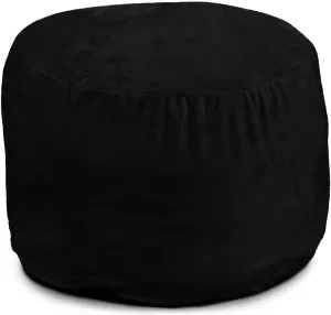 ULTIMATE SACK Bean Bag Chair Footstool Ottoman; Foam Filled Furniture, Machine Washable Covers, Double Stitched Durable Inner Liner, Multiple Colors & Fabrics Available. (Black Suede)