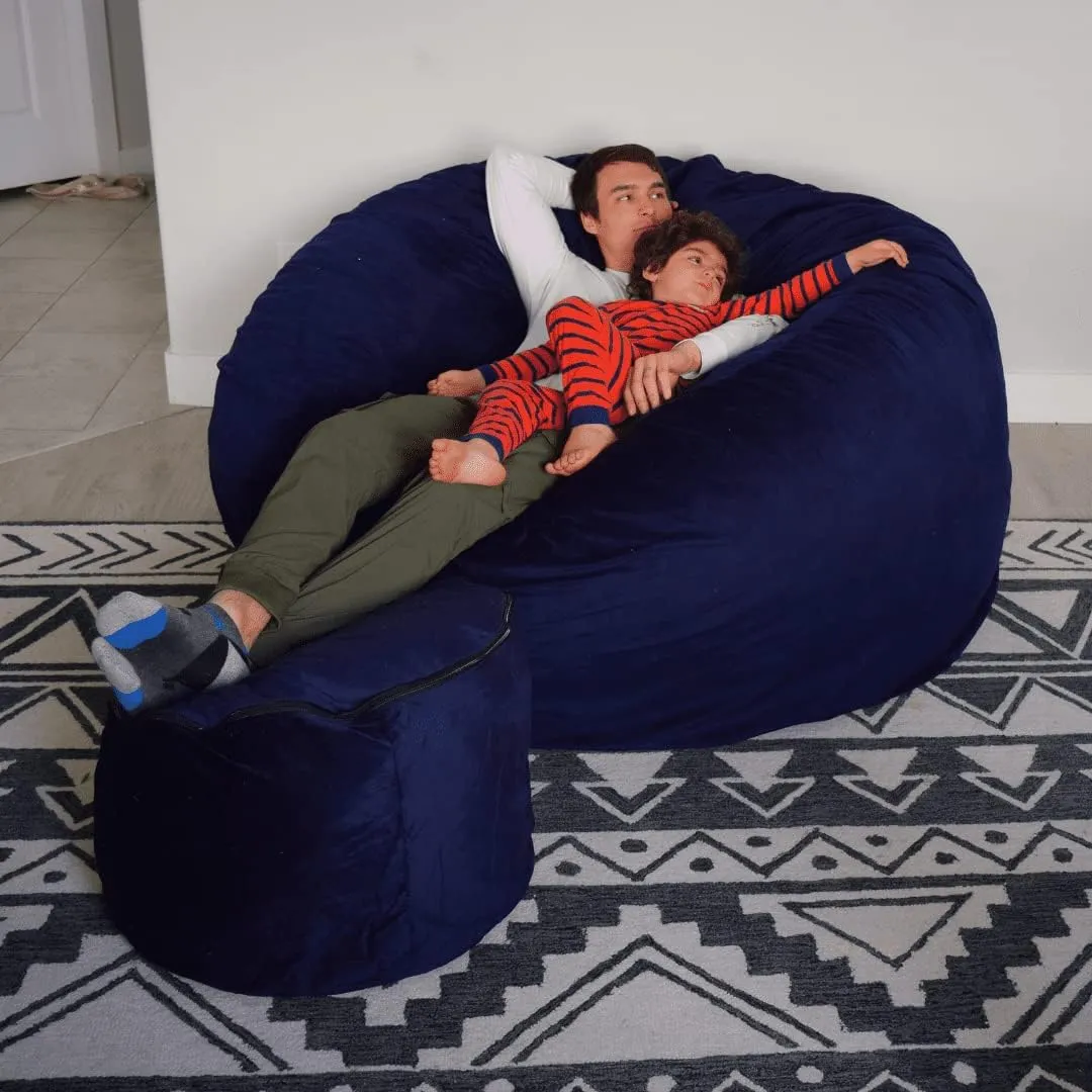 ULTIMATE SACK Bean Bag Chair Footstool Ottoman; Foam Filled Furniture, Machine Washable Covers, Double Stitched Durable Inner Liner, Multiple Colors & Fabrics Available. (Camel Suede)