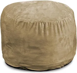 ULTIMATE SACK Bean Bag Chair Footstool Ottoman; Foam Filled Furniture, Machine Washable Covers, Double Stitched Durable Inner Liner, Multiple Colors & Fabrics Available. (Camel Suede)