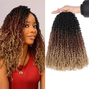 Unionbeauty 12 Inch 8 PCS Yanky Twist Crochet Hair Pre-twisted Micro Passion Twist Crochet Hair Pre-looped Twist Crcochet Braids Hair Ombre Brown with Bouncy Synthetic Braiding Hair Extensions 1B3027#