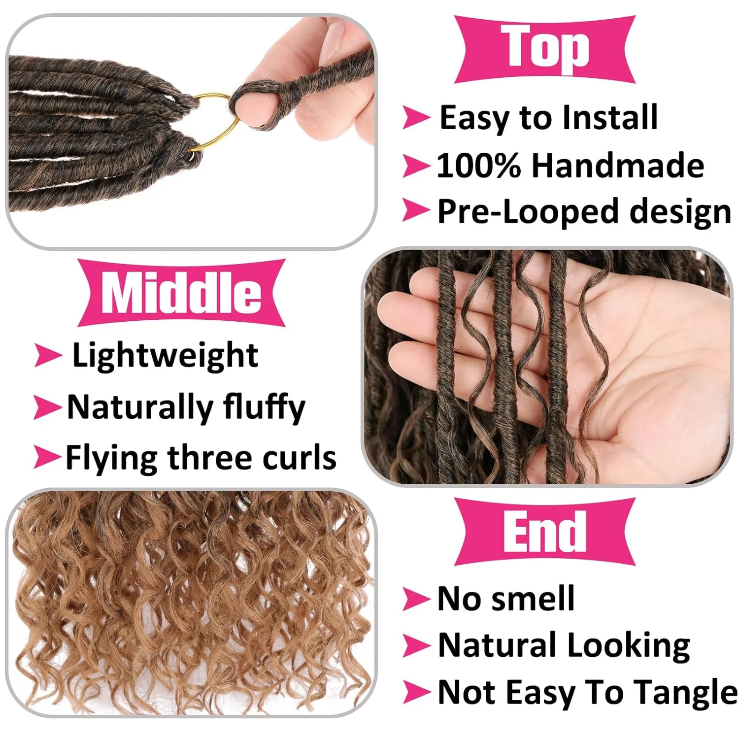 Unionbeauty 30 Inch 9 Packs Pre-looped Boho Faux Locs Crochet Hair with Curly Ends Goddess Locs Crochet Hair Ombre Golden River Locs Crochet Braids Synthetic Crochet Hair Extensions T27#