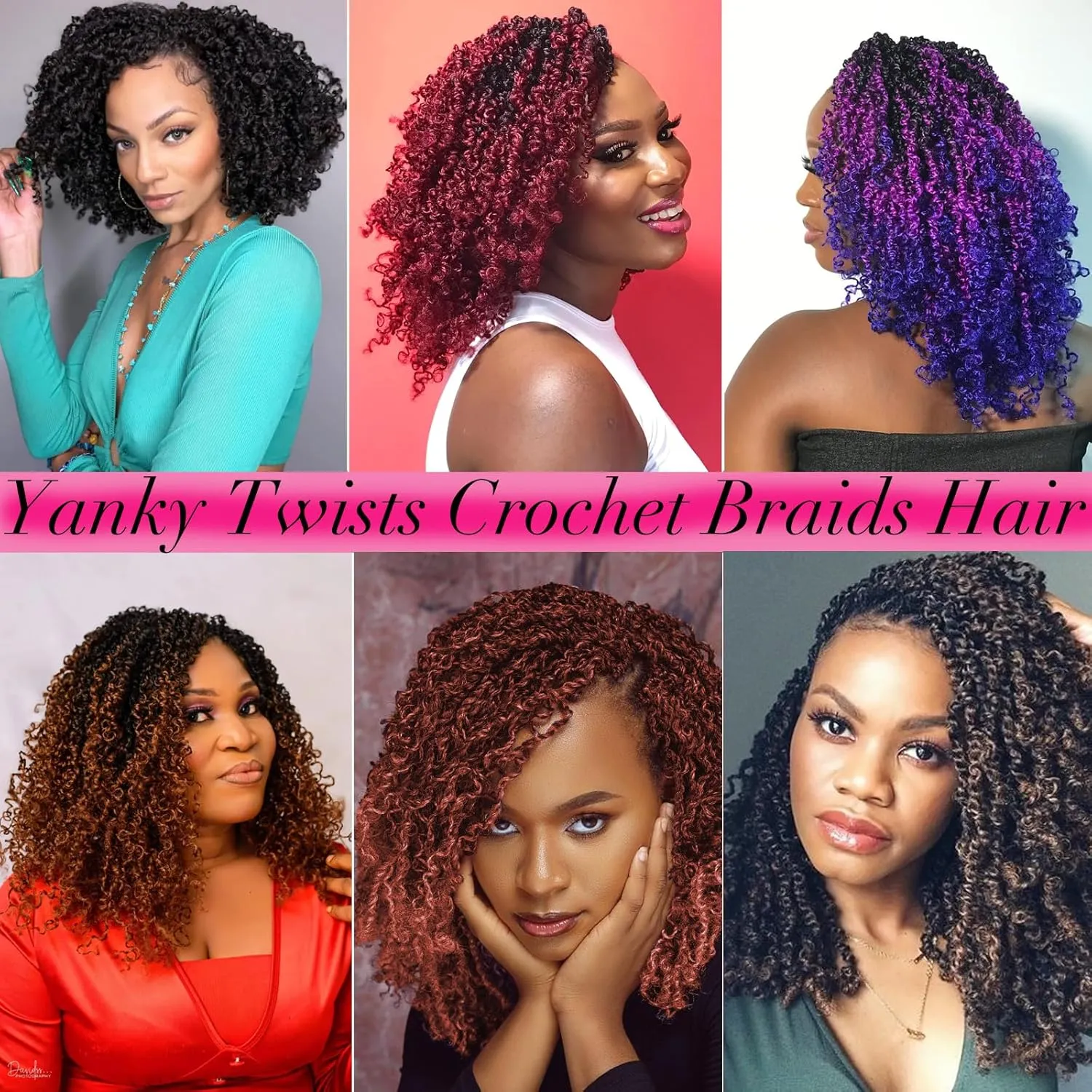 Unionbeauty Pre-twisted Yanky Twist Crochet Braids Hair 12 Inch 8 Packs Pre-looped Spring Twists Hair with Bouncy Ombre Brown Micro Passion Twists Hair Synthetic Crochet Braids Hair Extensions 1BH30#