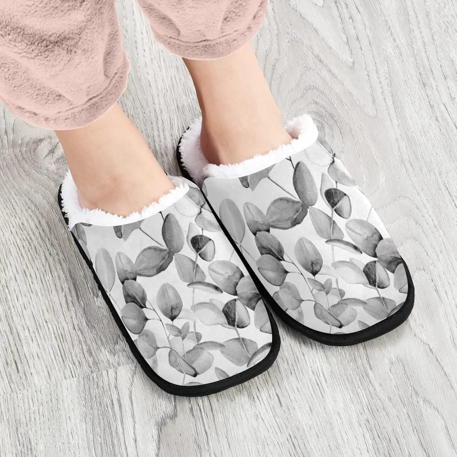 Unisex Slippers Fuzzy Feet Plush Cotton Slippers Anti-Slip Warm House Shoes M/L