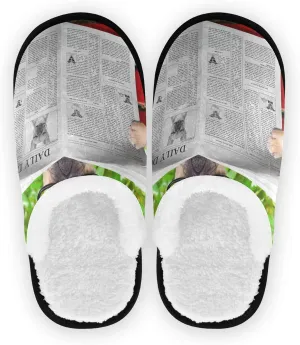 Unisex Slippers Fuzzy Feet Plush Cotton Slippers Anti-Slip Warm House Shoes M/L