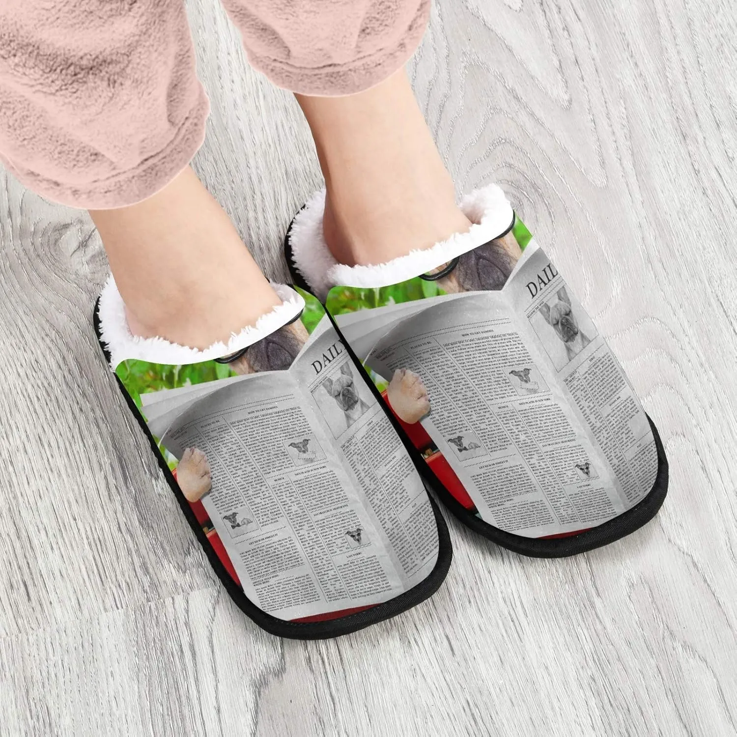 Unisex Slippers Fuzzy Feet Plush Cotton Slippers Anti-Slip Warm House Shoes M/L