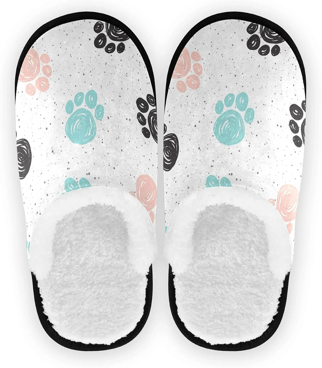 Unisex Slippers Fuzzy Feet Plush Slippers Anti-Slip Warm House Shoes M/L