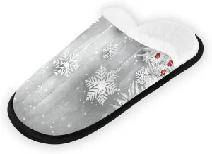 Unisex Slippers Fuzzy Feet Plush Slippers Anti-Slip Warm House Shoes M/L