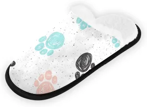 Unisex Slippers Fuzzy Feet Plush Slippers Anti-Slip Warm House Shoes M/L